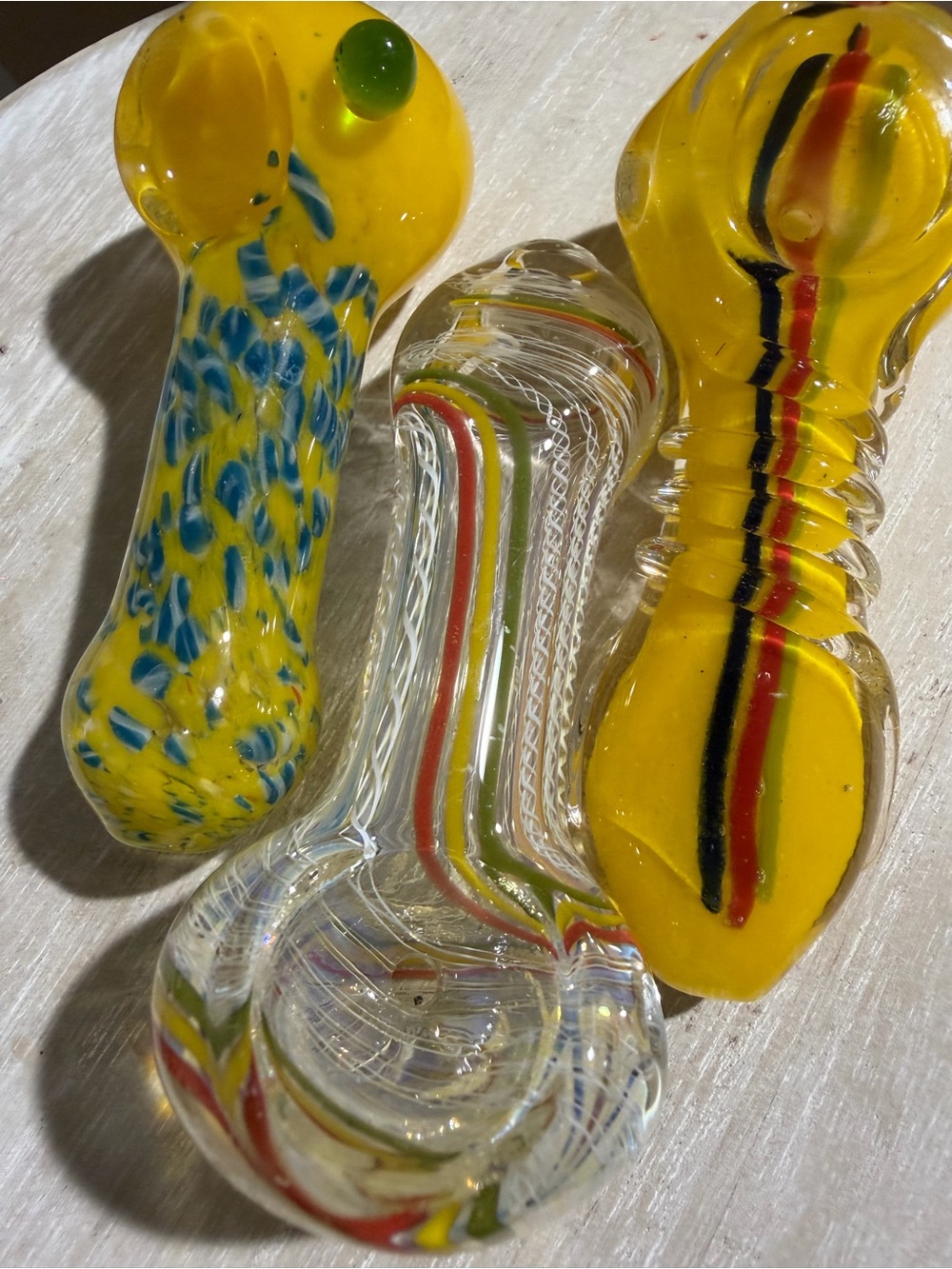 Handcrafted Yellow Glass Spoon Pipe - Vibrant Decorative Accent
